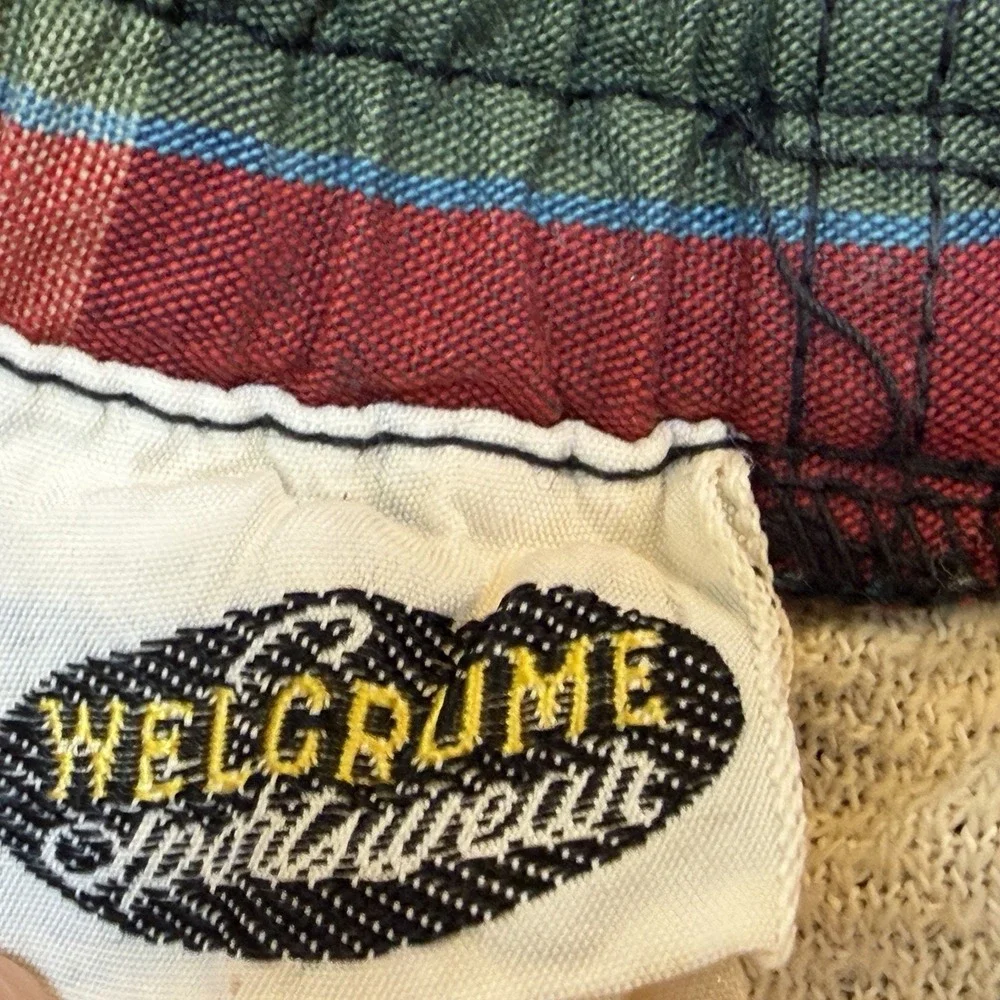 Vintage Welgrume Shortie Swim Trunks Mens Size Large (36-39) Plaid Elastic Waist